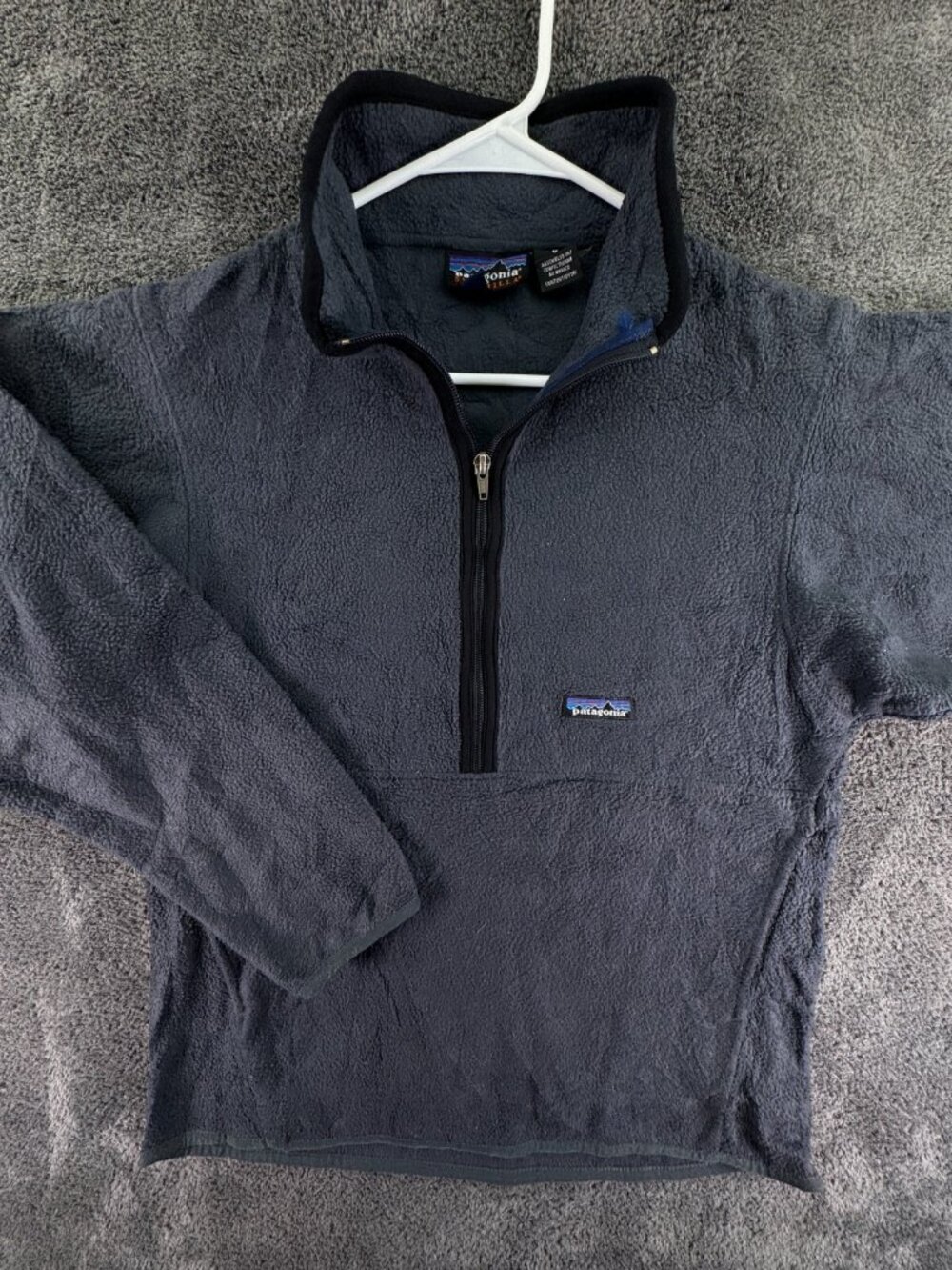 VTG Patagonia Synchilla Fleece Gray Pullover Jacket 1/2 Zip Small W/ Big Pocket